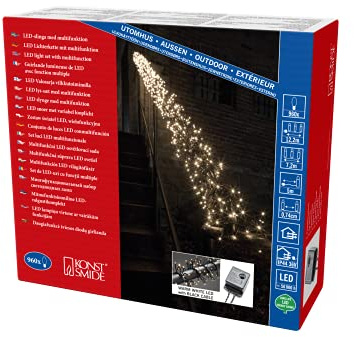 Konstsmide Micro LED Büschelllichterkette Cluster, mit 8 Funktionen, Steuergerät und Memoryfunktion, 960 warm weiße Dioden, 36V Außentrafo, schwarzes Kabel - 3863-100