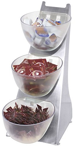 ERK Verkaufsschütte acryl mit Edelstahl-Rahmen 40x16x20cm – Schütten je 1 Liter Volumen aus gefrostetem Polystyrol – Perfekt für Kiosk, Gym, Gastronomie – Küchen-Regal, Organizer