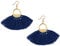 Suyi Women Tassel Earrings Bohemia Fan Shape Thread Tassel Statement Drop Dangle Earrings for Girl Lady Dark Blue