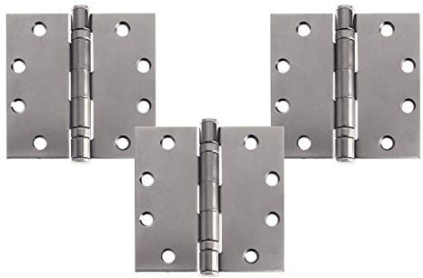 Nuk3y Lot de 3 charnières de porte à roulement à billes de qualité commerciale, goupille non amovible 10,4 x 11,4 cm, brosse à mortaise complète (acier inoxydable)