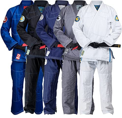 Gold BJJ Aeroweave Jiu Jitsu Gi - Ultra Lightweight BJJ Gi - Sanforisierte, brasilianische Jiu Jitsu Uniform für Herren, Weiss/opulenter Garten, A3
