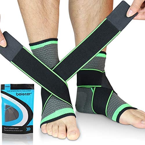 Beister 1 Pair Ankle Brace Compression Support Sleeve for Women and Men, Elastic Sprain Plantar Fasciitis Foot Socks for Injury Recovery, Joint Pain, Achilles Tendon, Heel Spurs
