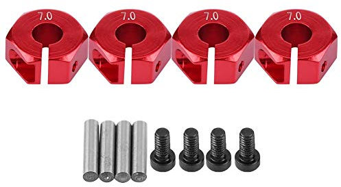 Tbest Radmitnehmer 12 mm, Radnabenadapter für HSP 1/10 Scale RC Car 1/10 Radmitnehmer Modellbau Spurverbreiterung(7mm - Rot) Automodell Spielzeug