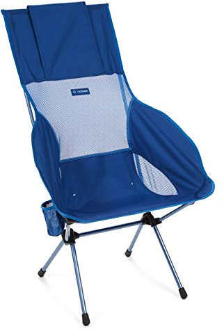 Helinox Savanna Chair | Ergonomisches Design und ausgeklügelter Stil fließen zu einem Stuhl zusammen, der überragenden Komfort und Support bietet (Blue Block)