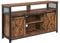 VASAGLE TV Stand, TV Cabinet with Sliding Barn Doors for TVs up to 60 Inches, Media Centre and Console with Adjustable Shelves, Industrial, Rustic Brown and Black LTV46BX