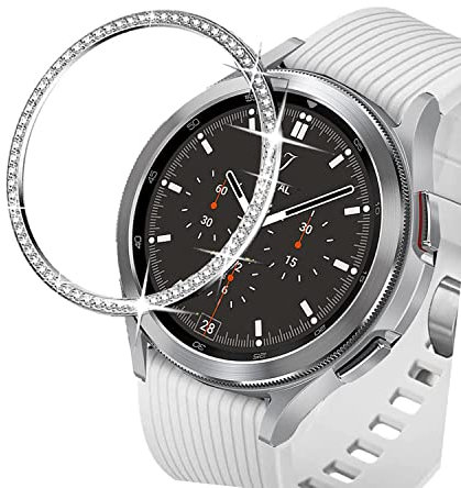 Etuis compatibles avec Samsung Gear Sport/Galaxy Watch 42 mm Smartwatch, Diamant brillant en acier inoxydable lunette en métal