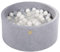 MEOWBABY Piscina de Bolas Velvet 90x40cm/300 Bolas ø 7cm para Bébé, Redonda Hecho en EU, Gris Claro: Blanco/Transparente