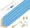 33' Fiberglass Electrical Connectable Fish Tape Pull Kit, Cable Rod Set with Hook and Hole Kit in Transparent Tube, Wire Running Kit Wall Cable Rod Pull Push Tool (Blue, 10Rods x 1M)