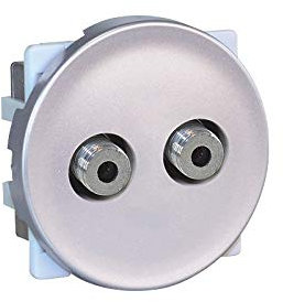 Double prise TV multi-services typeF mâle Comète 1 poste - Silver