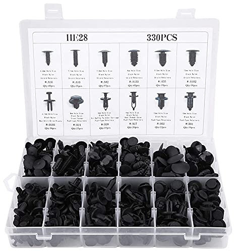 Ancllo - Set di 330 rivetti in plastica per auto, 12 misure, per Ford, Honda, BMW, Raisler, Buick, Benz, Subaru e Suzuki