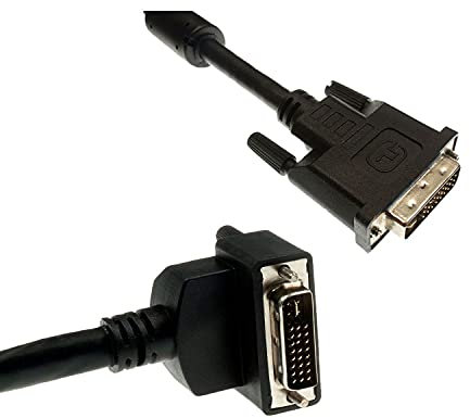Lyndahl DVI-Kabel Verbindungskabel DVI-I-Stecker 24+5 M auf 90° Winkelstecker/M schwarz, 30AWG 1 m