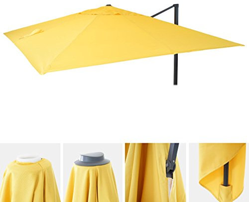 Mendler Ersatz-Bezug für Luxus-Ampelschirm HWC-A96, Sonnenschirmbezug, 3,5x3,5m (Ø4,95m) Polyester 4kg - gelb