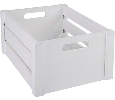 green leaves White Wooden Crate Storage Box Shelve Box With Handles DIY Gift Hamper (Small)