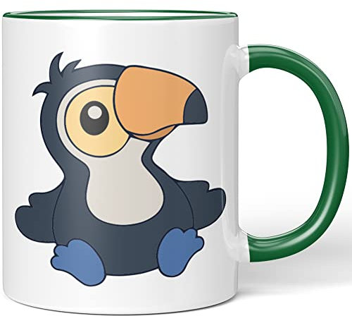 JUNIWORDS Tasse, Tukan, Wähle Farbe, Grün