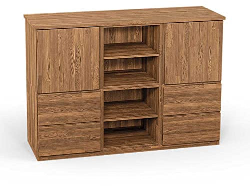 ben+camilla.com Square Massivholz Kommode | Regalwürfel-Set Atlanta | 114,8 x 80 x 32 cm in Eiche | mit Türen und Schubladen