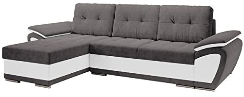 Mirjan24 Ecksofa Hakoner, Eckcouch mit Bettkasten und Schlaffunktion, Polsterecke mit Bettfunktion, L-Form Sofa für Wohnzimmer, Couch, Wohnlandschaft, Ottomane Universal (Rico 23 + Soft 017)