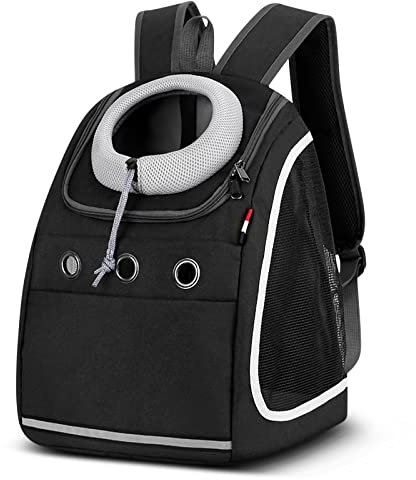 ALLSOPETS Haustier Hunde Rucksäcke Tragbar Transport Rucksack Reisen Tragetasche für Haustiere Reisen Atmungsaktive Tagesrucksack für Große Katzen Kleine Hunde (Carbonschwarz)