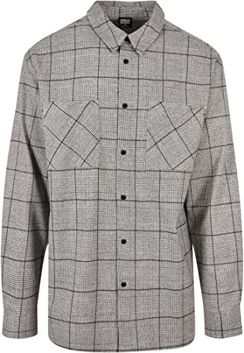 Urban Classics Herren Long Oversized Checked Greyish Shirt L Grey/Black