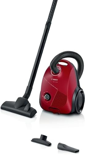 Bosch Staubsauger mit Beutel Serie 2 BGLS2RD1, Rot | Made in Germany, Hygiene-Filtersystem, Großer Staubbeutel, Super kompakt, hohe Saugkraft