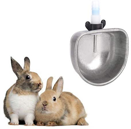 10 Juegos de Bebedor de Conejo de Acero Inoxidable, Dispensador de Agua de Conejo, Tazón de Agua para Beber, Bebedor Automático de Conejo Extraíble, Jaula para Mascotas, Cuencos (camiseta dividida)