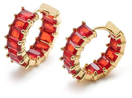 MESOVOR Creolen Ohrringe mit Zirkonia für Damen, 18 Karat Vergoldete Mehrfarbige Zirkonia-Ohrringe, Schmuck, Geschenke für Frauen und Mädchen (Rot)