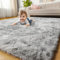 Amdrebio Teppich für Schlafzimmer, Wohnzimmer, Kinderzimmer, weicher Hochflor-Teppich, flauschig, modernes Shaggy-Design für Klassenzimmer und Büro, Innenbereich, Hellgrau meliert, 1,5 x 2,4 m