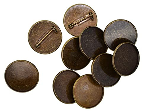10 Stück 25 mm Broschen-Herstellung Blanko-Cabochon Lünette Fassung Tabletts für Abzeichen Bronze