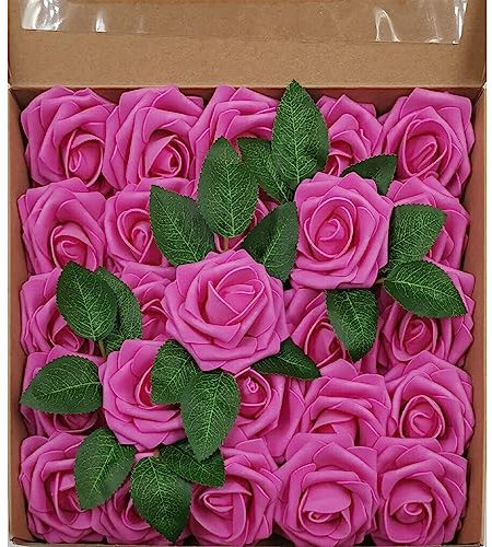 Guangcailun Blumenstrauß mit Langlebige Haltbarkeit, Elegante PE Kunstblumen, Dekorationsrosen, wartungsarm, breit, Rosenrot