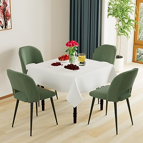 DHHOZAMZ Lot de 4 Chaises Salle à Manger, Chaises de Cuisine Rembourrées avec Dossier Doux, Pieds Réglables en Métal, Chaises pour Cuisine Salon Chambre Bureau, Vert