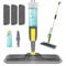 NileHome Trapeador en Aerosol para Limpieza de Suelos, mopa Antipolvo con 3 Almohadillas de Microfibra Lavables, Botella Recargable de 400 ml, Gris, Madera Dura, Laminado, Azulejos, cerámica