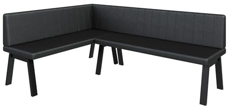 FURNISTAR Eckbank Akiko Metal A - Eckbankgruppe für Ihrem Esszimmer, Küche modern, Sitzecke, Essecke. Perfekt für Küche, Büro und Rezeption. Solide und Starke Verarbeitung. (142x196-Links-Soft11)