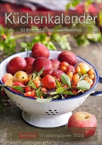 Küchenkalender - Wochenplaner 2024 - Harenberg-Verlag - Wochenkalendarium - 53 Blatt mit Zitaten und Rezepten - Wandkalender mit Platz zum Eintragen - 25 cm x 35,5 cm