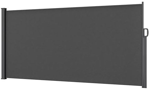 STEELSØN Seitenmarkise Zirella 180x400 cm ausziehbar, Sichtschutz für Balkon und Garten, Senkrechtmarkise außen Blickdicht mit Wandhalterung aus Aluminium, anthrazit
