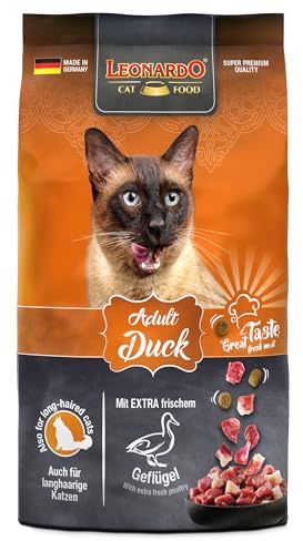 LEONARDO Katzenfutter Adult Duck, 300g Beutel, Geflügel, Trockenfutter für ausgewachsene Katzen Aller Rassen ab 1 Jahr, leicht verdaulich, Made in Germany
