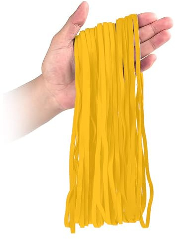 YAZANY 50Pcs Large Elastic Rubber Bands, Sturdy Thick & Stretchable Yellow Bands, Natural Elastic Bands for School Home Office Supplies Industrial Crafts DIY Everyday Use 180mm