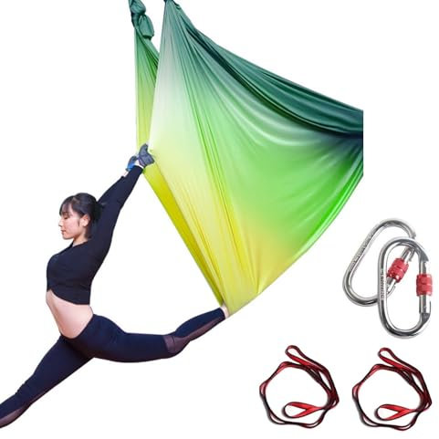 Generisch Yoga Vertikaltuch, Yoga Yogatuch, Yogatuch zum Aufhängen, Aerial Yoga Towel aus Nylon mit Hardware, Yoga Akrobatik Set, Akrobatik-Tuch Aerial Yoga Silk für Erwachsene(5X2.8M)(Bunt E)