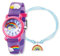 Herzengel Kinder Uhrenset mit Regenbogenmotiven - analoge Armbanduhr, robustes Kunststoffgehäuse, weiches Band, 27mm, 3ATM mit passendem Nylonarmband und Stiftemäppchen