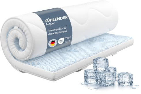 XDREAM Matratzentopper mit Kühleffekt | atmungsaktiv mit Kaltschaumkern für Matratzen bis 30cm | Matratzentopper gegen Schwitzen | waschbar 40 Grad | Allergiker geeignet | 6 cm hoch | 180 x 200 cm