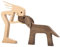 Neueste Holzfiguren Skulptur Ornamente Set, abstrakte Stil Menschen mit Hund Statue, Freundschaft Zwischen Hund Und Menschen Denkmäler Statue Für Männer Frauen Jungen Mädchen Alte Leute