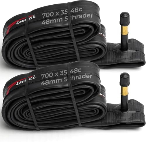 Fincci Fahrradschläuche 28-29 Zoll – 2er Set 700c x 35c 38c 40c 42c 44c 46c 48c mit 48mm Schrader AutoVentil |Für E Bike, Rennrad, Tourenrad & Gravel Bike – Passend für 622 mm Felgen, Fahrrad Zubehör