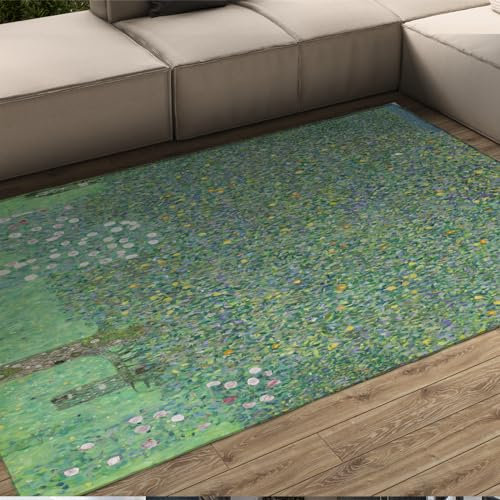 BYLEEHOMED Gustav Klimt Style Indoor Teppich 200x300cm Garten Obstbäume Teppich mit Gummirücken, ideal für stark frequentierte Schlafzimmer-Wohnzimmerdekoration