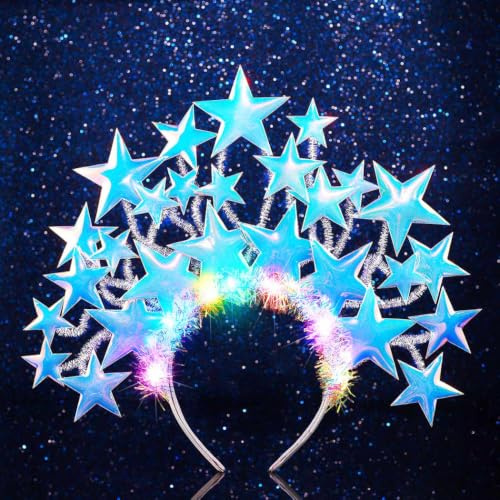 Fashband Leuchtender Stern-Stirnband, glitzernde Sterne, Tiara, Heiligenschein, Krone, Stirnbänder, LED-Kostüm, Kopfschmuck, Weihnachten, Karneval, Party, Haarschmuck für Damen