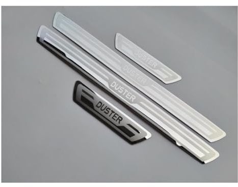 SAHODIYI 4 Pcs Car Door Sill Protector Strips for Dacia Duster 2010-2021 2022 2023 2024 2025, Stainless Steel Stickers Threshold Strip, Protective Stickers Accessories