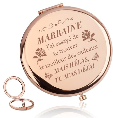 LmashRbaiw Cadeau Marraine,Miroir de Poche Personnalisé de Couleur Or Rose,Marraine Cadeaux,Demande Marraine,Annonce Marraine,Cadeau Parrain Marraine Demande,Cadeau pour Marraine,Cadeau Marraine Noel