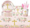 Set de Vajilla Completa para Comunion o Bautizo. Vajilla 10 Personas con Platos, Vasos, Cubiertos, Servilletas, Pajillas y Mantel - Vajilla Decoracion Comunion Niña y Niño - Pack Vajilla Completa