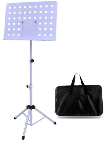 Notenständer für Orchesterdirigenten, tragbarer Notenhalter zum Anklemmen mit faltbarem Design und Tragetasche, ideal zur Aufbewahrung oder für unterwegs, Farbe: Weiß