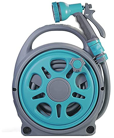 BSIDFEN Tragbarer Schlauchaufroller für den Heimgebrauch, Sprühdüse mit 7 Mustern, Wandmontage, knicksicher und praktische Aufbewahrung, Gartengeräte für Zuhause, Autowäsche, Reinigung