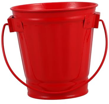 JECOMPRIS Mini Metall-Eimer Mit Henkel Kleiner Robuster Aufbewahrungseimer in Rot Vielseitiger Snackbehälter Und Dekorativer Metallhalter Für Büro Und Küche Elegantes Design