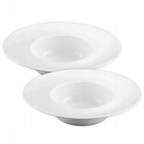 Wilmax - Tiefer Teller - 2 Stück - Ø 22,5cm - Weißer Suppenteller aus Porzellan - 400ml Speiseteller - Spülmaschinenfest - Frühstücksteller - Kuchenteller