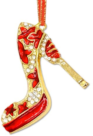 HEYINSHEN High Heel Shoe Christmas Ornaments Red Metal High Heel Ornaments for Christmas Tree Rhinestones Shoe Hanging Christmas Decorations Funny Christmas Ornaments for Women Girl Mom Sisters
